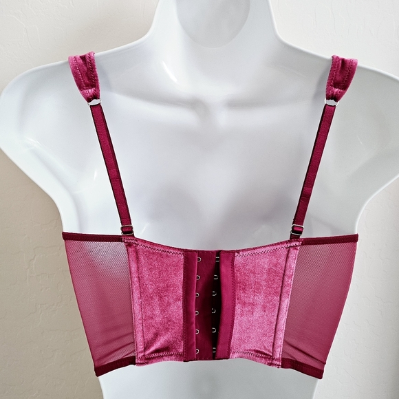 🆕️Victoria's Secret Dream Angels Unlined Lace up Velvet Corset Top XS - Picture 6 of 10
